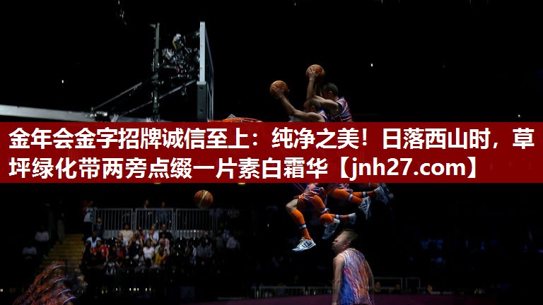 纯净之美！日落西山时，草坪绿化带两旁点缀一片素白霜华